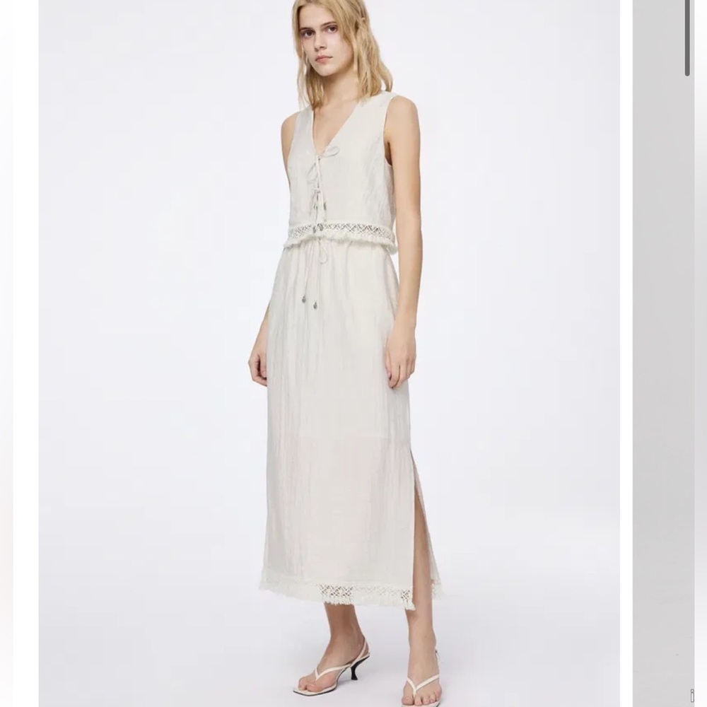 New Fabrique Velia Fringed Vest Set in Cotton Linen - Picture 4 of 14